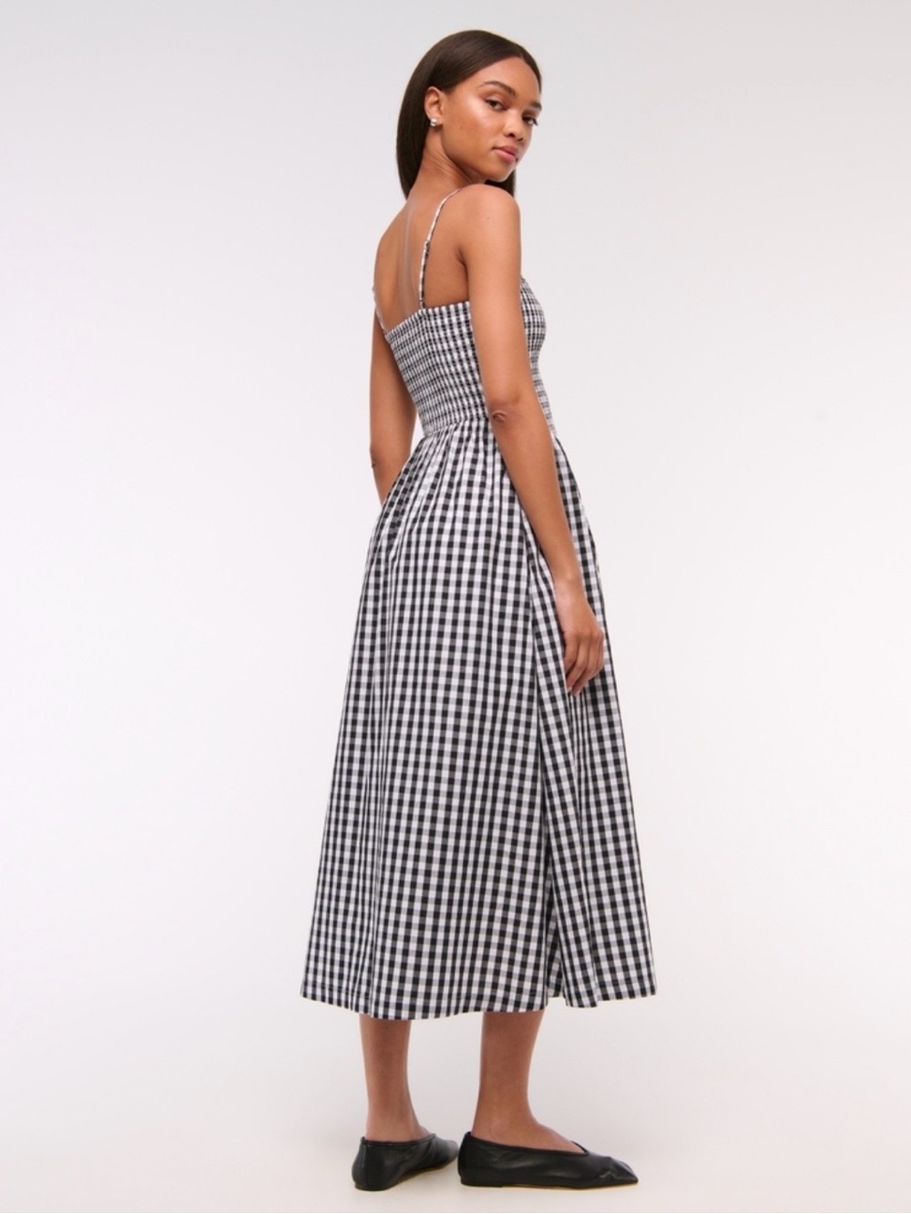 Dipped-Waist Smocked Midi Dress - Picture 4 of 4